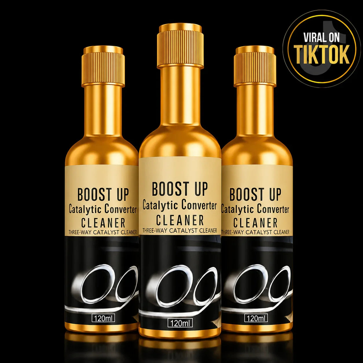 Three bottles of Tokbolt catalytic converter cleaner pack