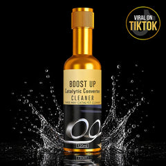 Tokbolt catalytic converter cleaner 120 ml bottle on dark background