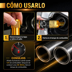 Catalytic converter cleaner use steps with bottle and fuel filler image