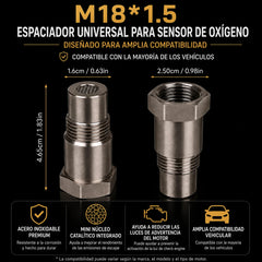 M18 x 1.5 oxygen sensor spacer dimensions and thread details